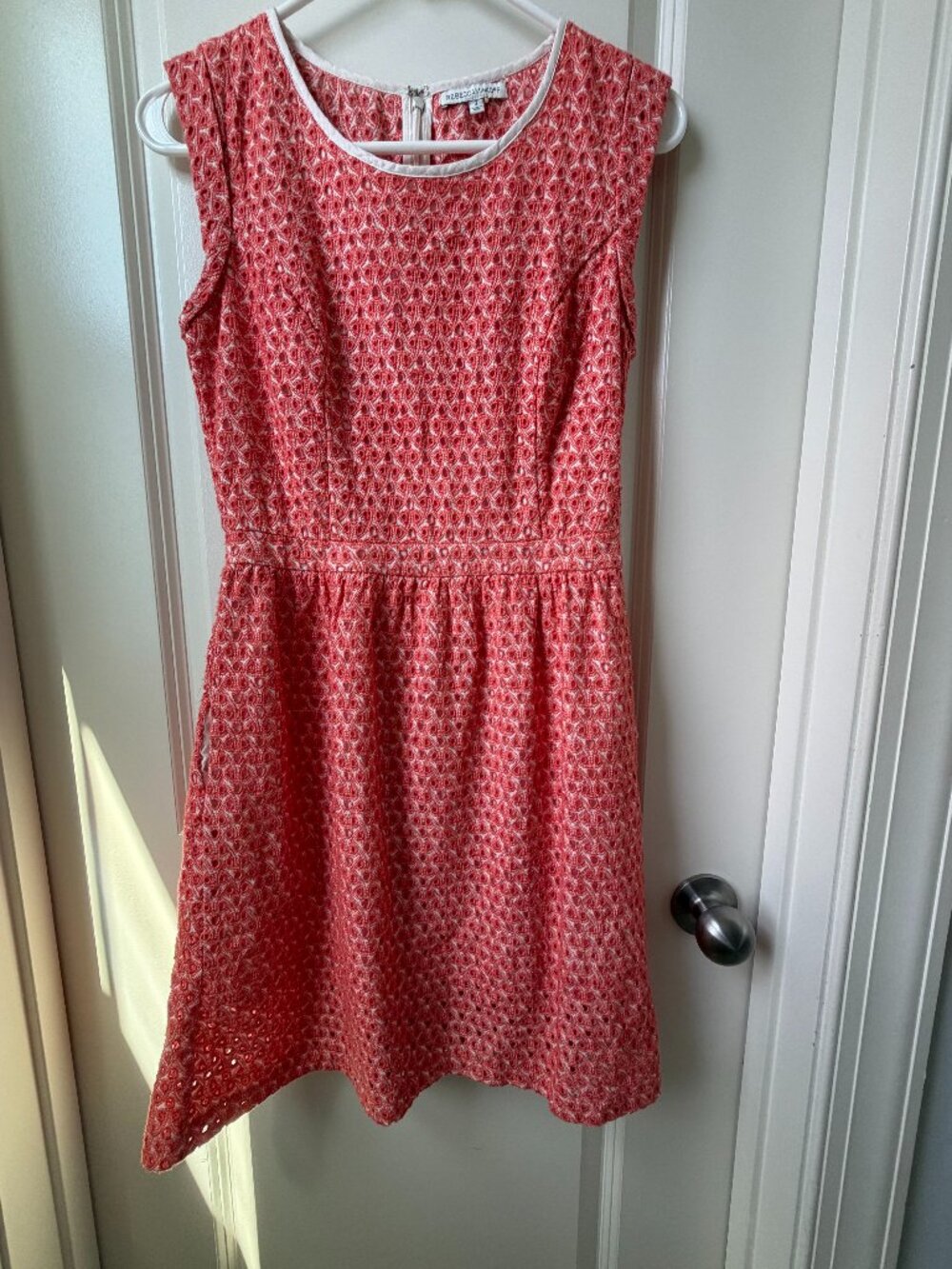 Rebecca Minkoff Coral Eyelet Fit & Flare Dress Size 2